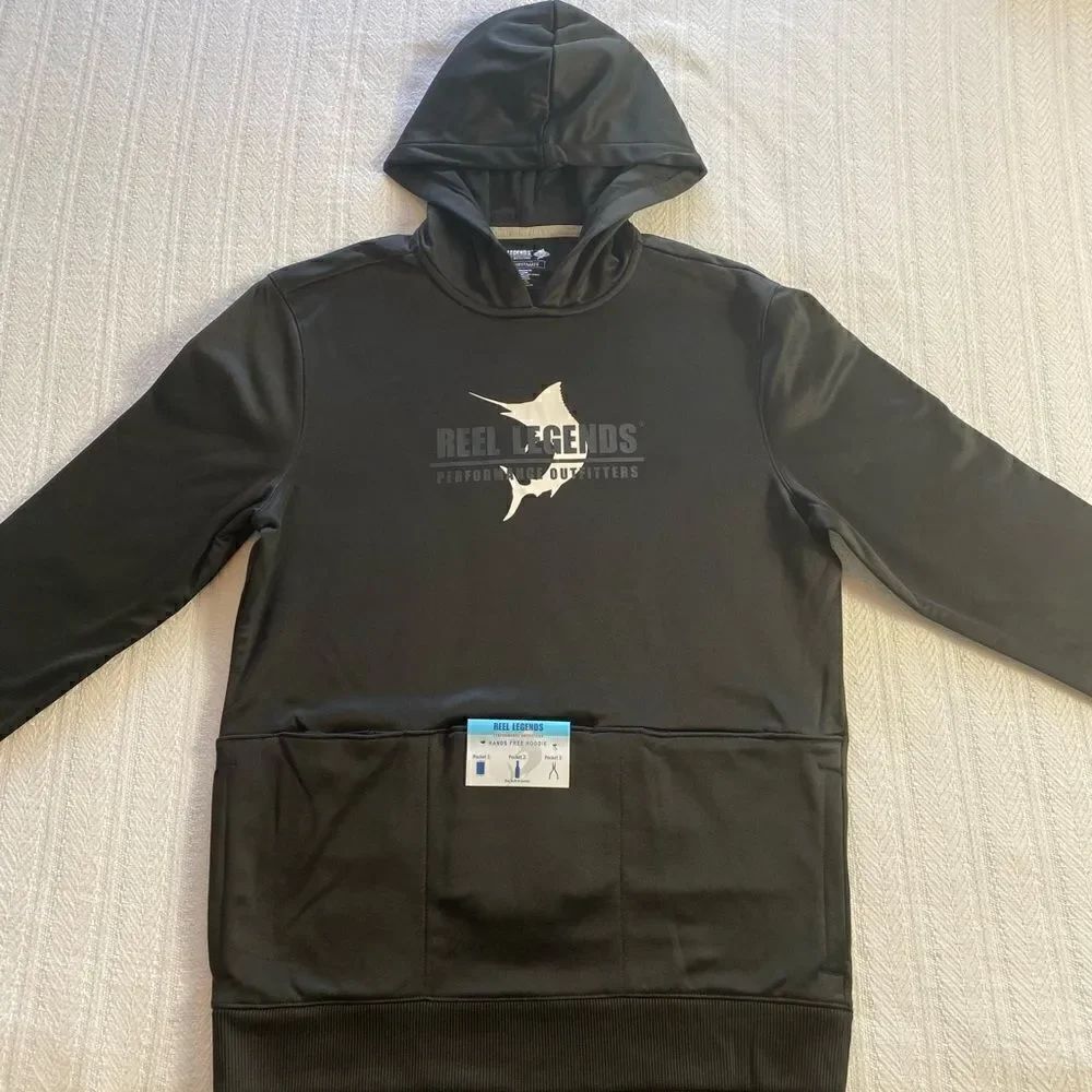 REEL LEGEND Men’s SMALL BLACK Hands Free Hoodie